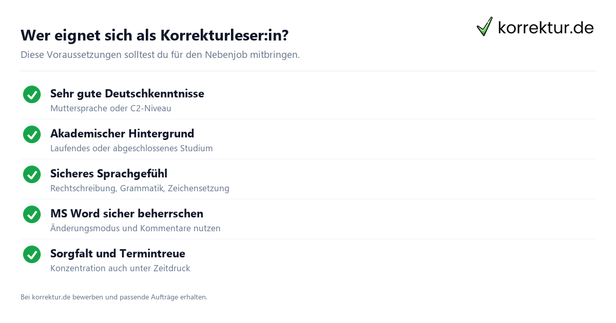 Wer eignet sich als Korrekturleser:in? Voraussetzungen für Korrekturlesen als Nebenjob im Studium