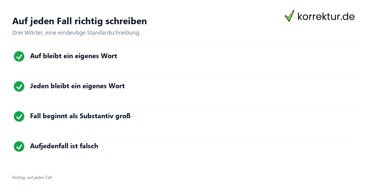 Auf jeden Fall richtig schreiben Auf jeden Fall richtige Schreibweise