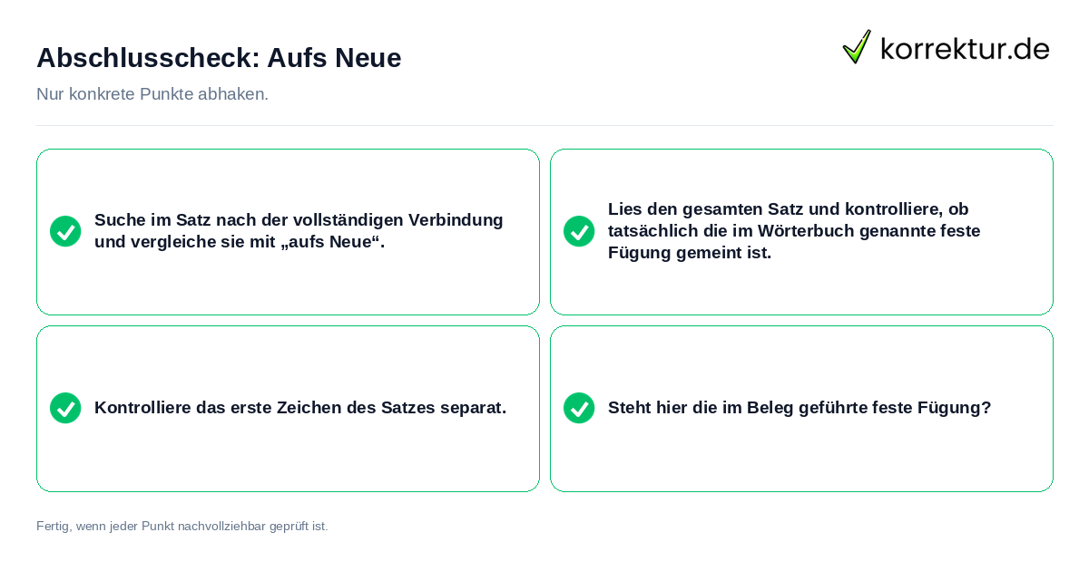 Abschlusscheck: Aufs Neue Konkreter Abschlusscheck zu Aufs Neue