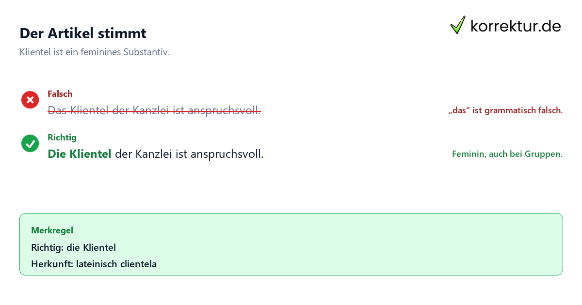 Der Artikel stimmt Die oder das Klientel – welcher Artikel stimmt? Richtige Verwendung