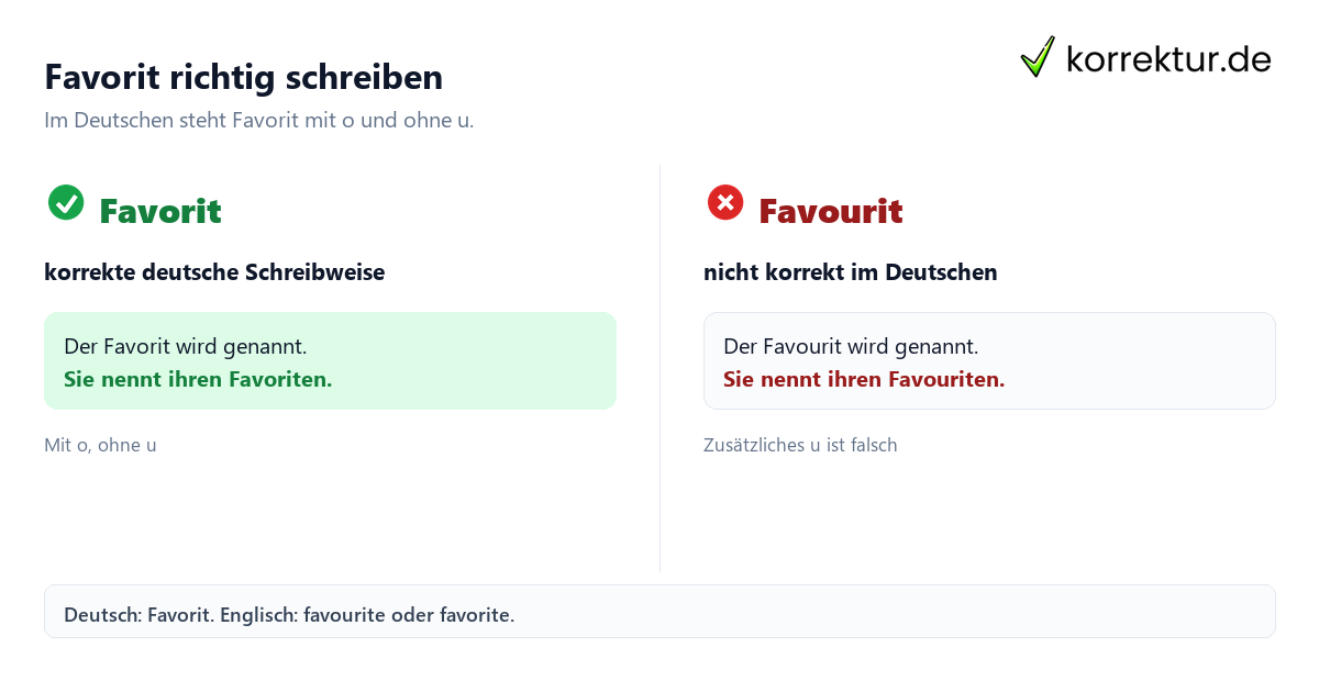 Favorit richtig schreiben Favorit oder Favourit: richtige Schreibweise im Vergleich