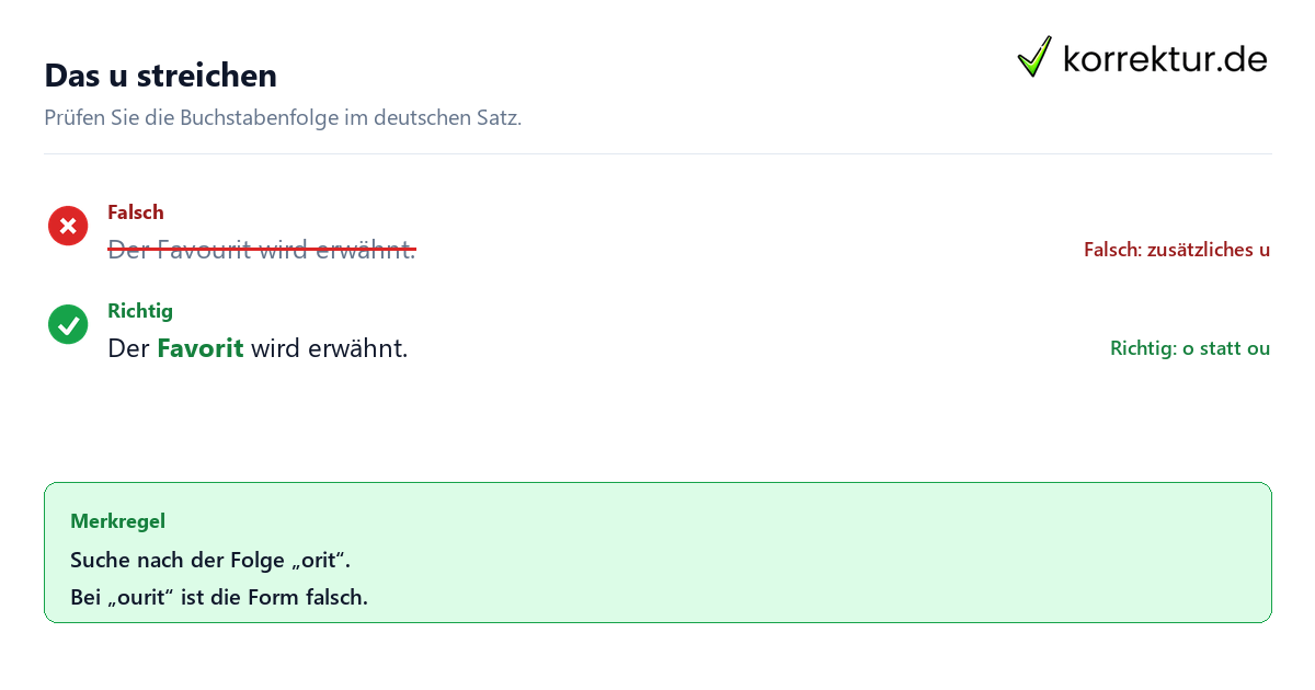 Das u streichen Favorit oder Favourit: falsche und richtige Schreibweise im Satz