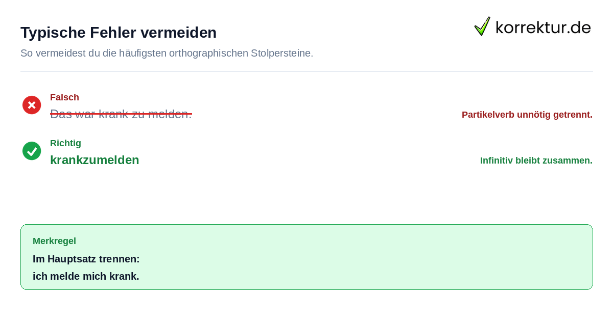 Typische Fehler vermeiden Rotstift Korrektur für krankmelden und krankgemeldet