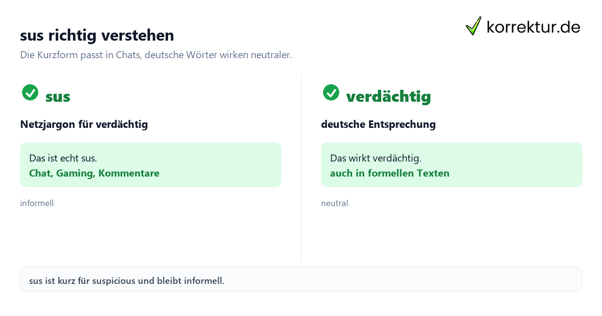 sus richtig verstehen sus Bedeutung: Vergleich von Netzjargon und deutscher Entsprechung