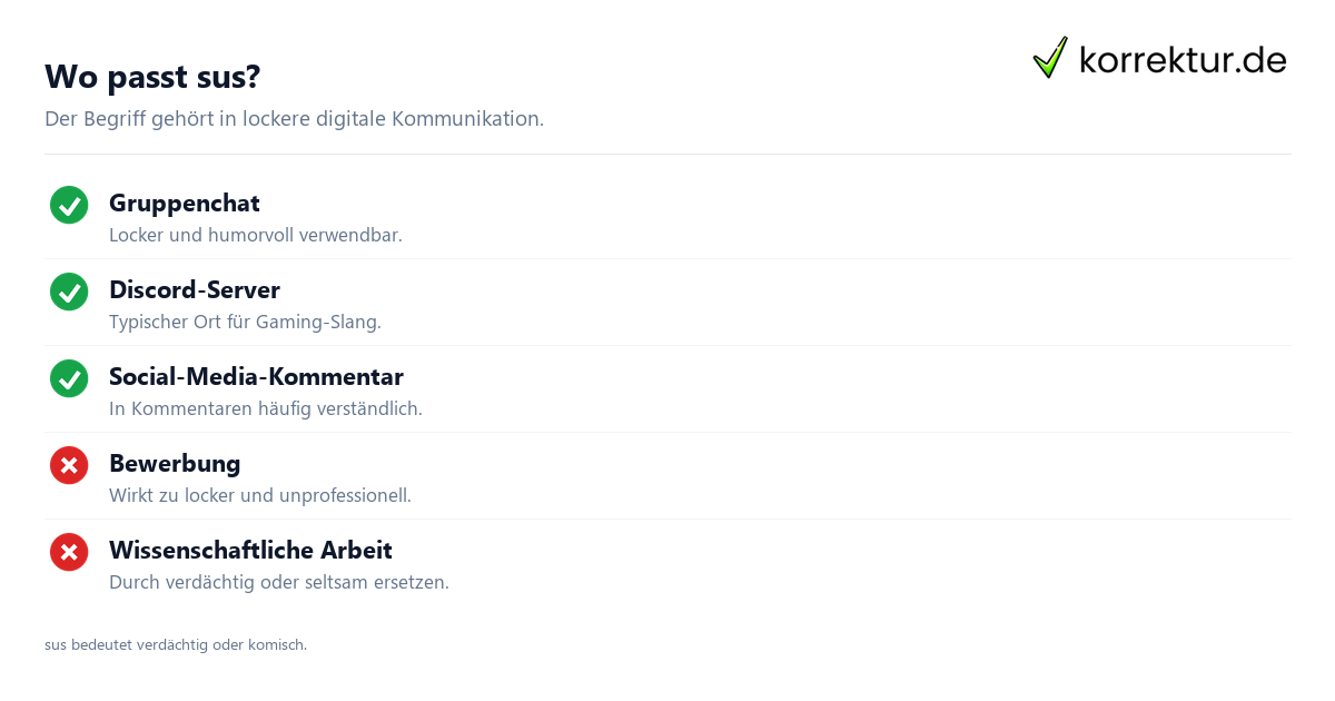 Wo passt sus? sus Bedeutung: geeignete und ungeeignete Verwendung im Überblick